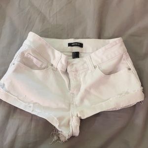 White Forever 21 denim ripped jean shorts